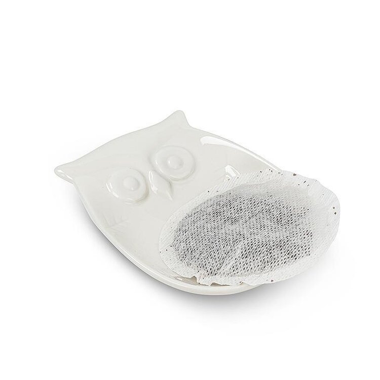 Owl Teabag Plate White
