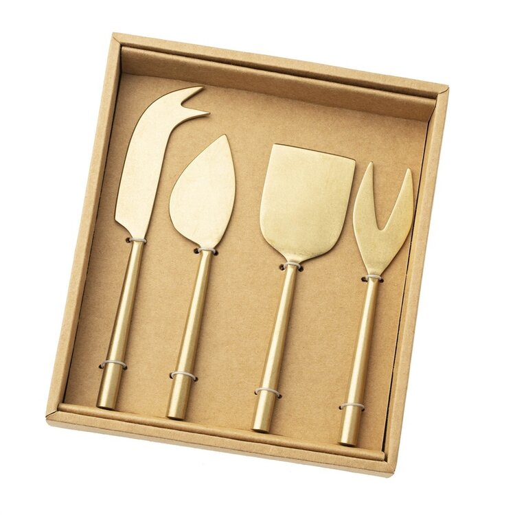 Tumbled Gold Tides Cheese Knives S/4