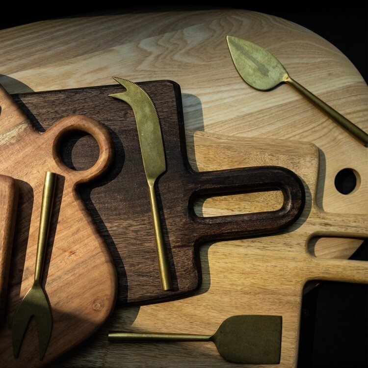 Tumbled Gold Tides Cheese Knives S/4