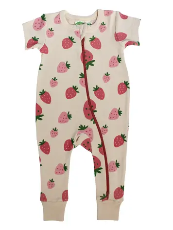 Strawberries Short Sleeve "2-Way" Zip Romper