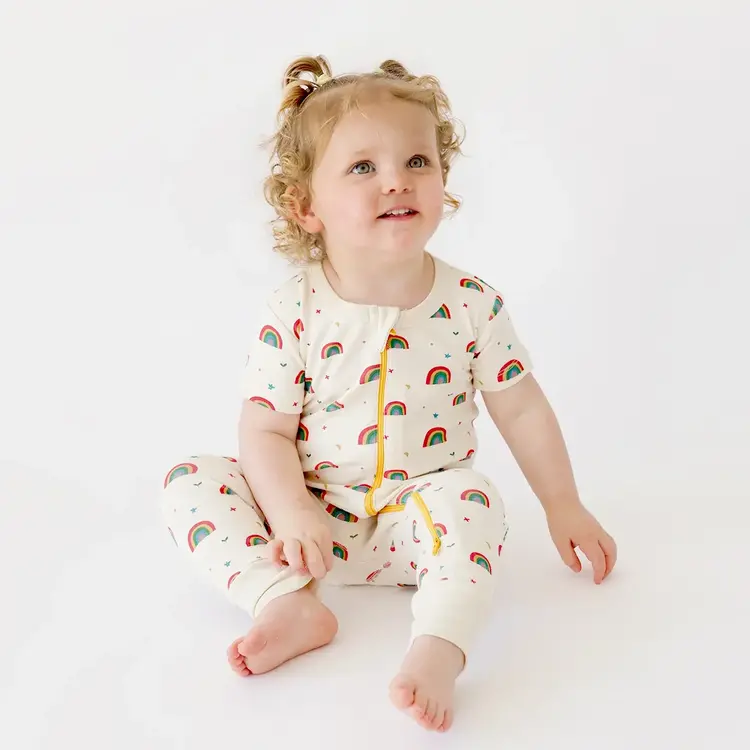 Rainbows Short Sleeve "2-Way" Zip Romper