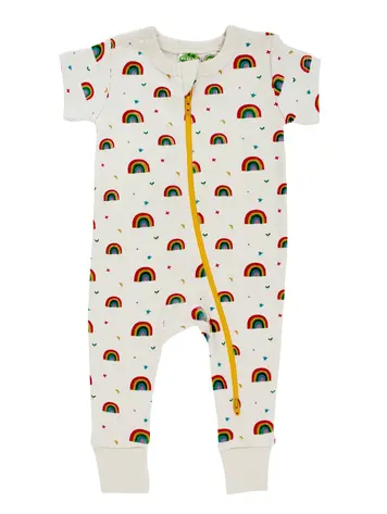 Rainbows Short Sleeve "2-Way" Zip Romper