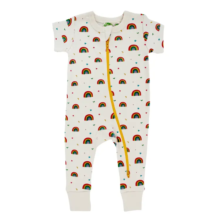 Rainbows Short Sleeve "2-Way" Zip Romper
