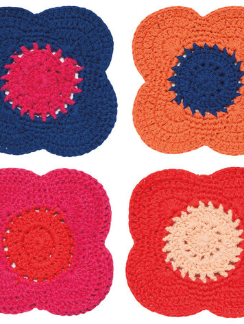 Poppy Crochet Coasters Set of 4