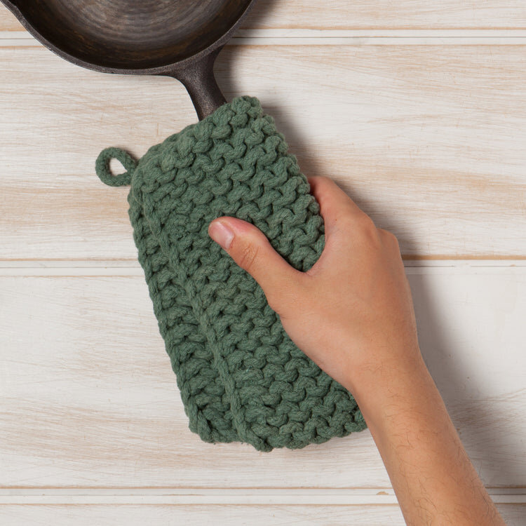 Jade Green Knit Potholder