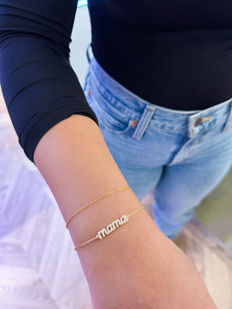 CZ Mama Script Bracelet