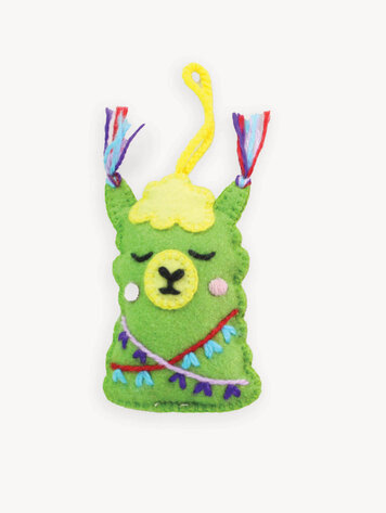 Green Alpaca Hand Embroidered Ornament