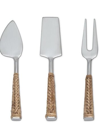 Rattan Handle Cheese Knives S/3