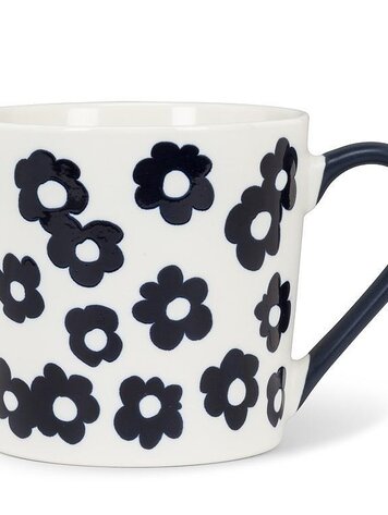Navy Graphic Flowers Mug