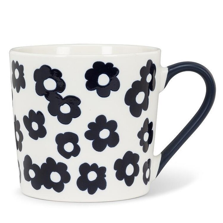 Navy Graphic Flowers Mug
