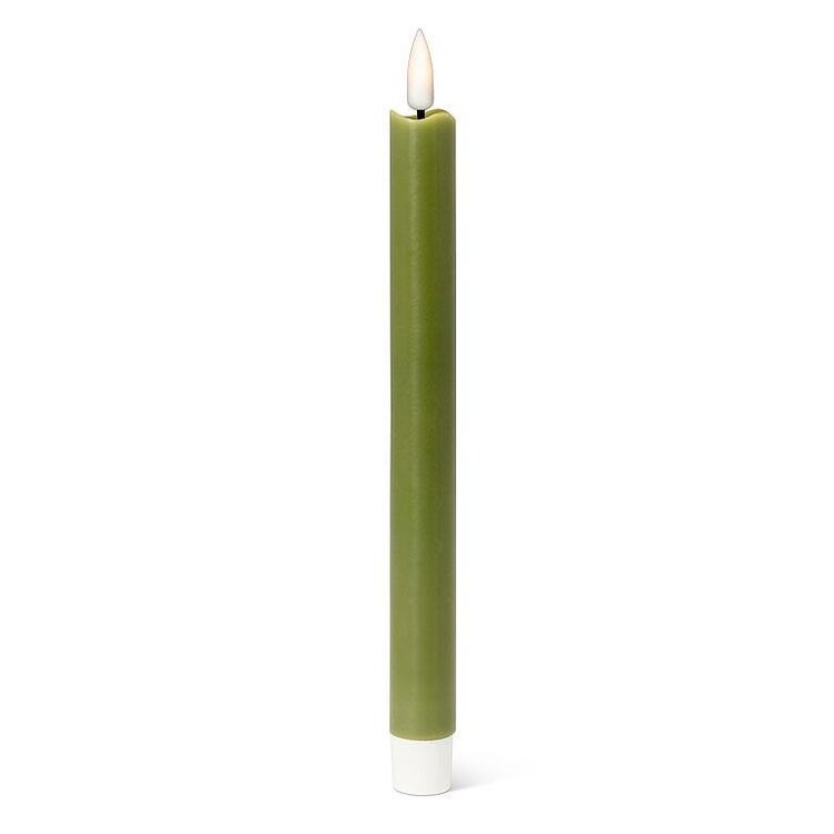 Green LED Taper Candle set of 2