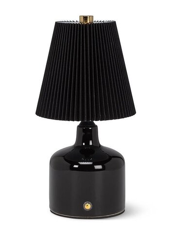 LED Ceramic Black Lamp with Pleated Shade