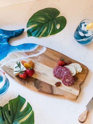Resin-Accented Whale Shaped Charcuterie Board