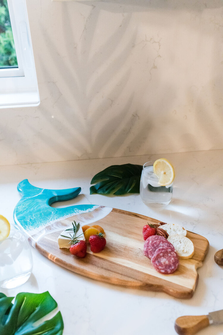 Resin-Accented Whale Shaped Charcuterie Board