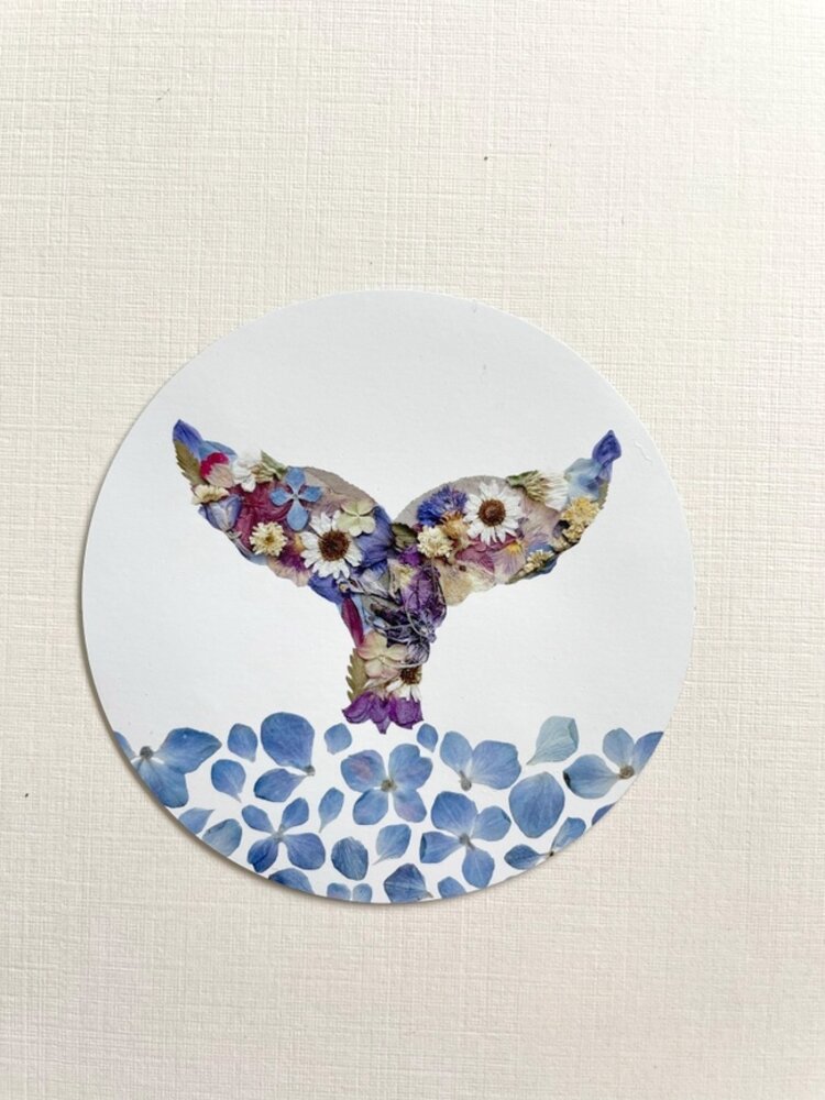 Whale Tail in Water Pressed Flower Magnet
