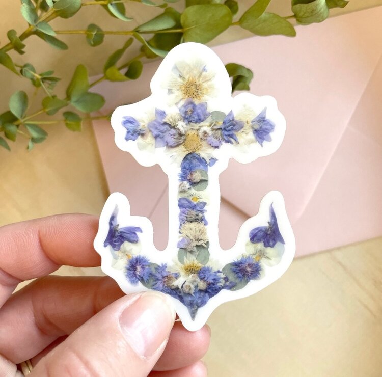 Anchor Pressed Flowers Vinyl Sticker