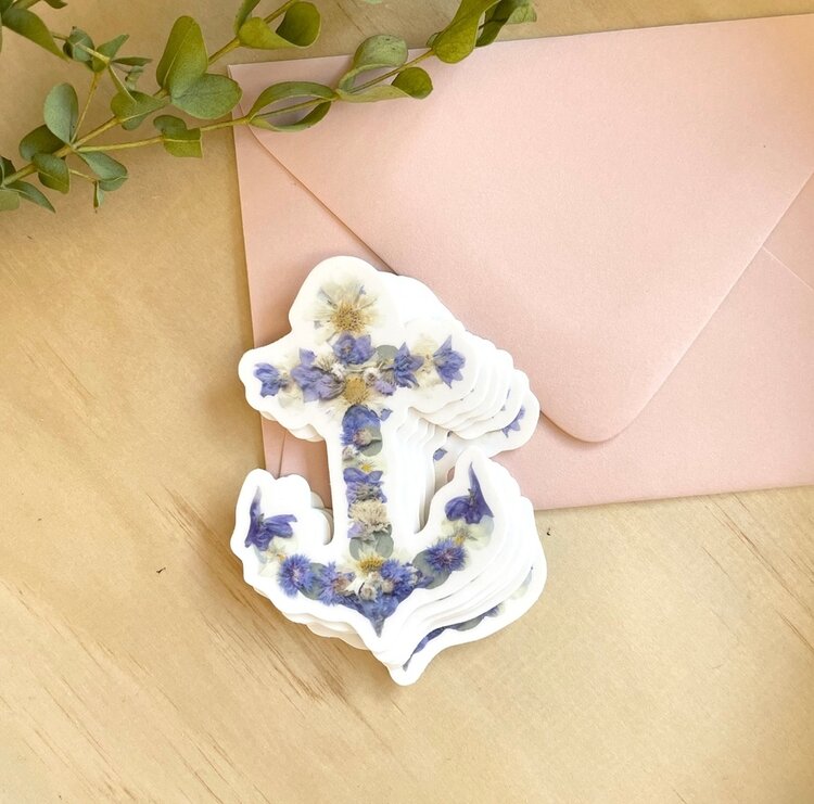 Anchor Pressed Flowers Vinyl Sticker