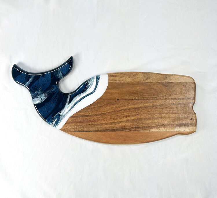 Resin-Accented Whale Shaped Charcuterie Board