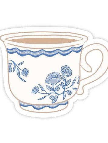 Blue and White Tea Cup Sticker