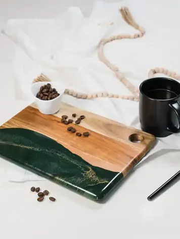 Small Wood Resin Cheese Board/Charcuterie Board