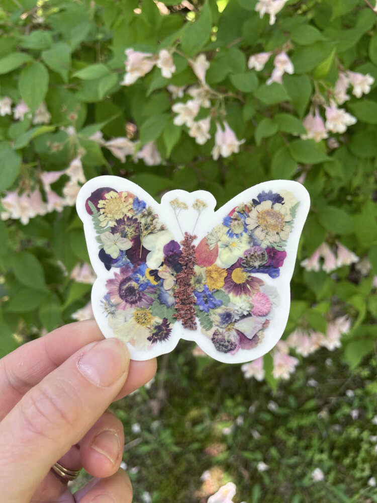 Butterfly Pressed Flowers Vinyl Sticker
