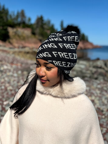 F*cking Freezing Knit Beanie w/Fox Pom