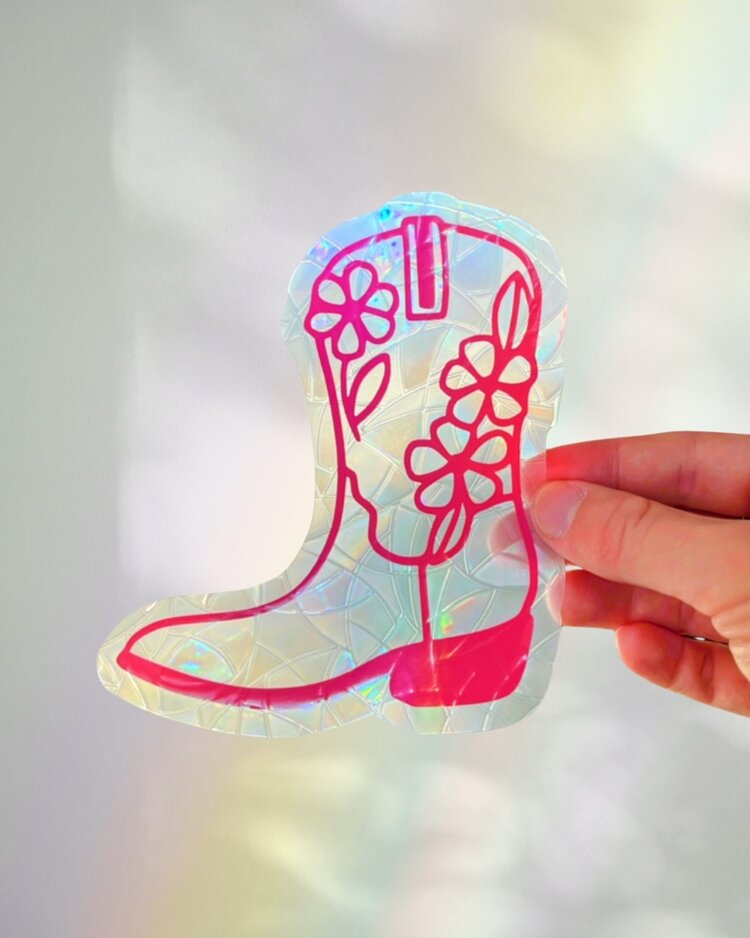 Cowboy Boot Suncatcher Sticker
