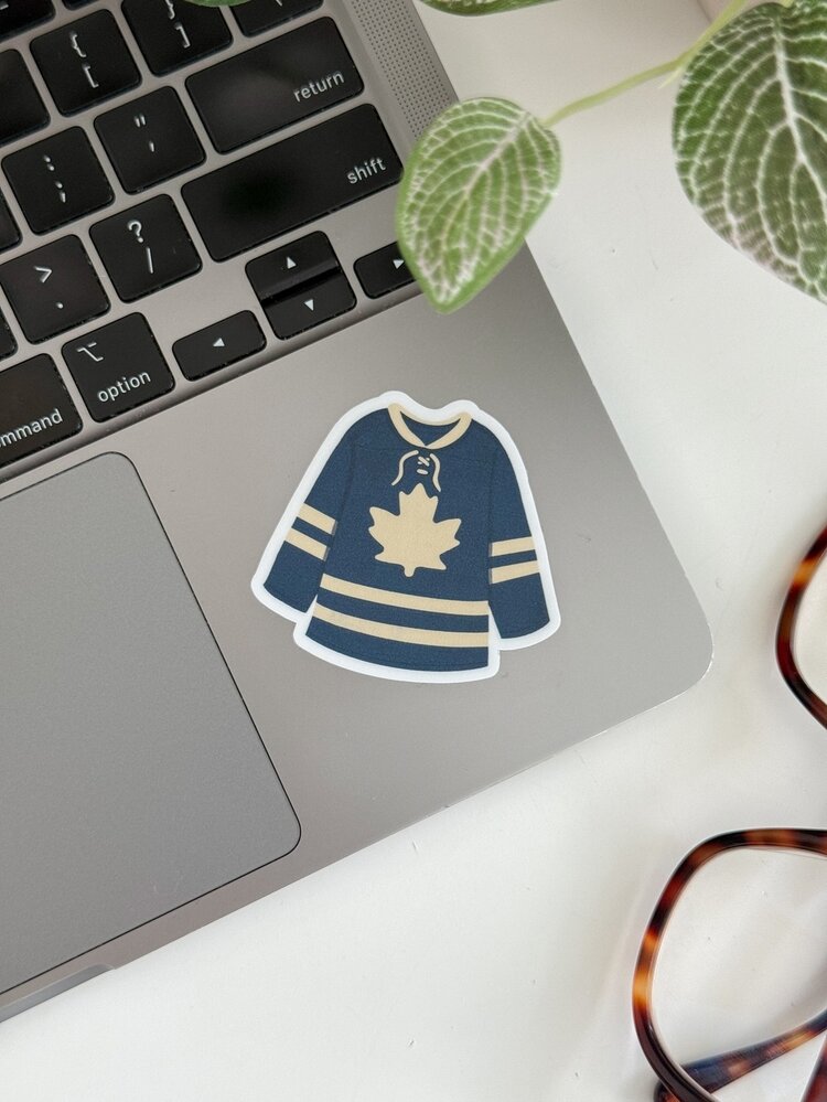 Blue and White Hockey Jersey Sticker