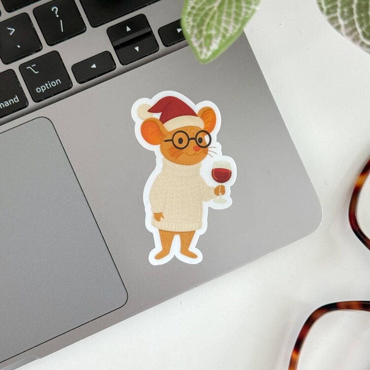Holiday Wine Mouse Sticker
