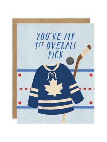 First Overall Pick Blue and White Hockey Jersey Card