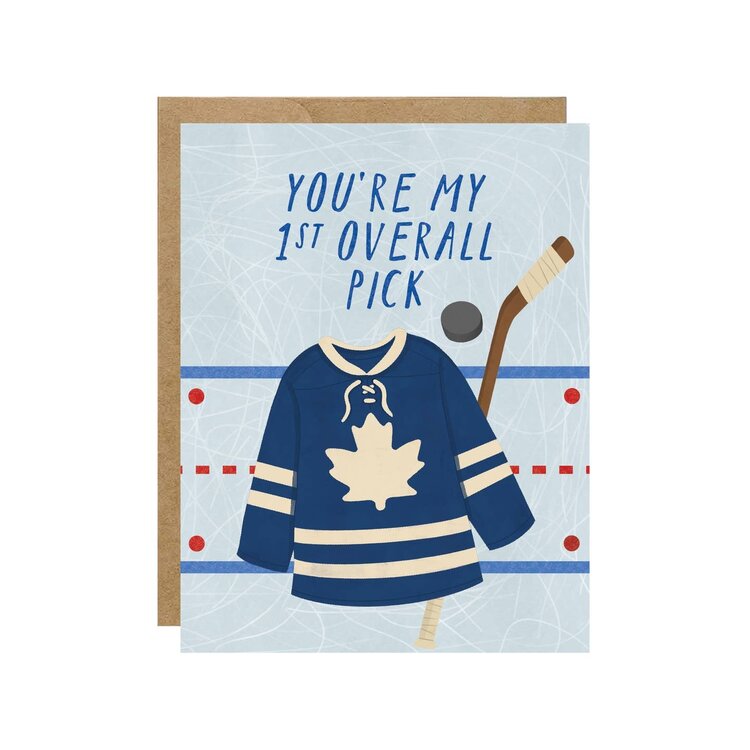 First Overall Pick Blue and White Hockey Jersey Card