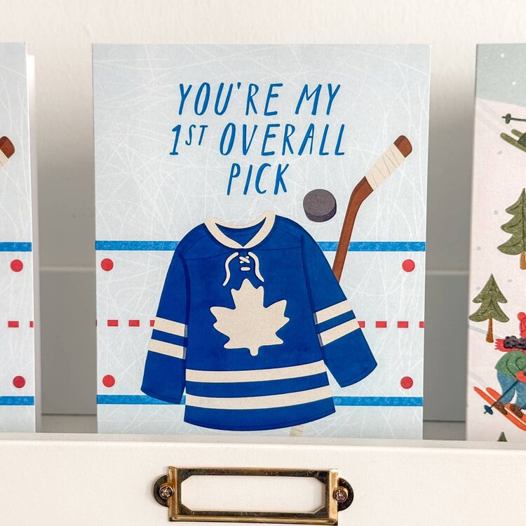 First Overall Pick Blue and White Hockey Jersey Card