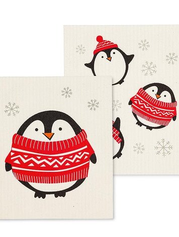 Holiday Penguin Dishcloths Set of 2
