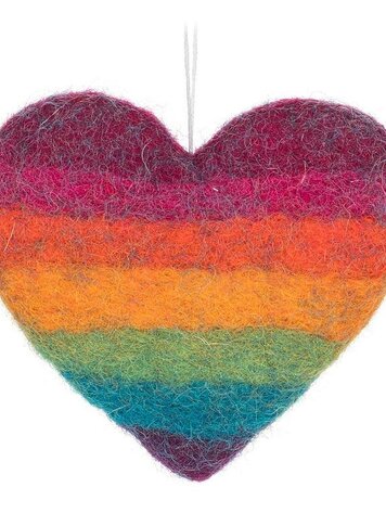 Rainbow Striped Heart Ornament