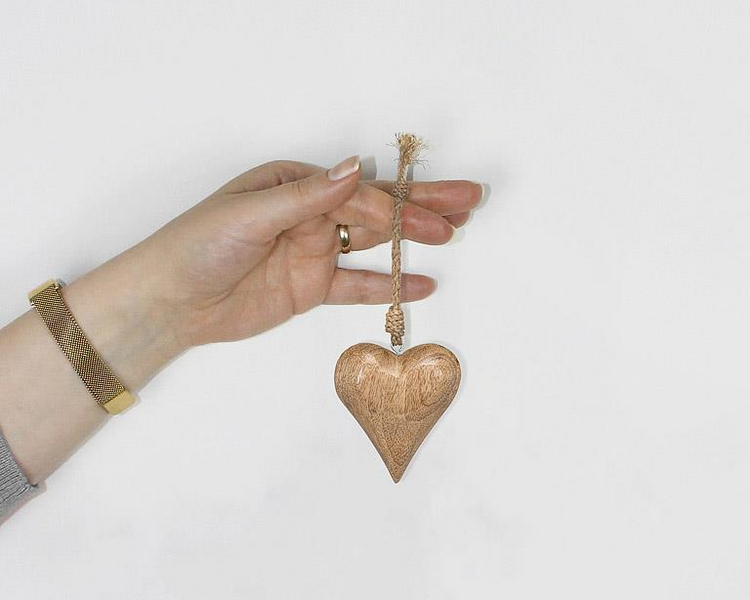 Wooden Puffy Heart Ornament
