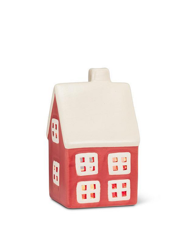 Lg White Roof House Tealite Holder