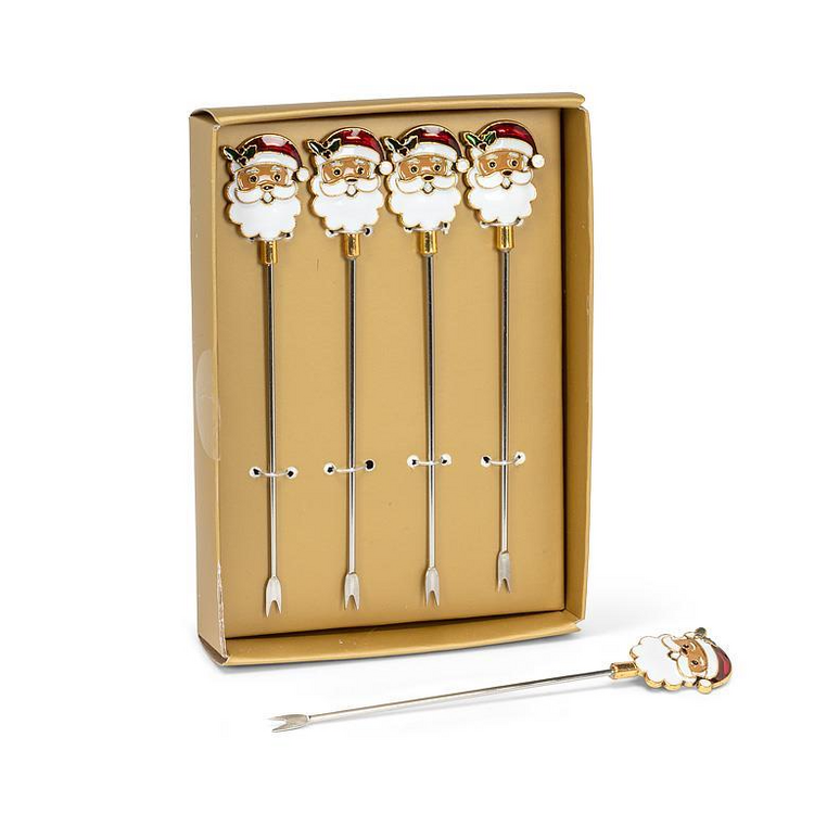 S/4 Santa Face Icon Cocktail Picks