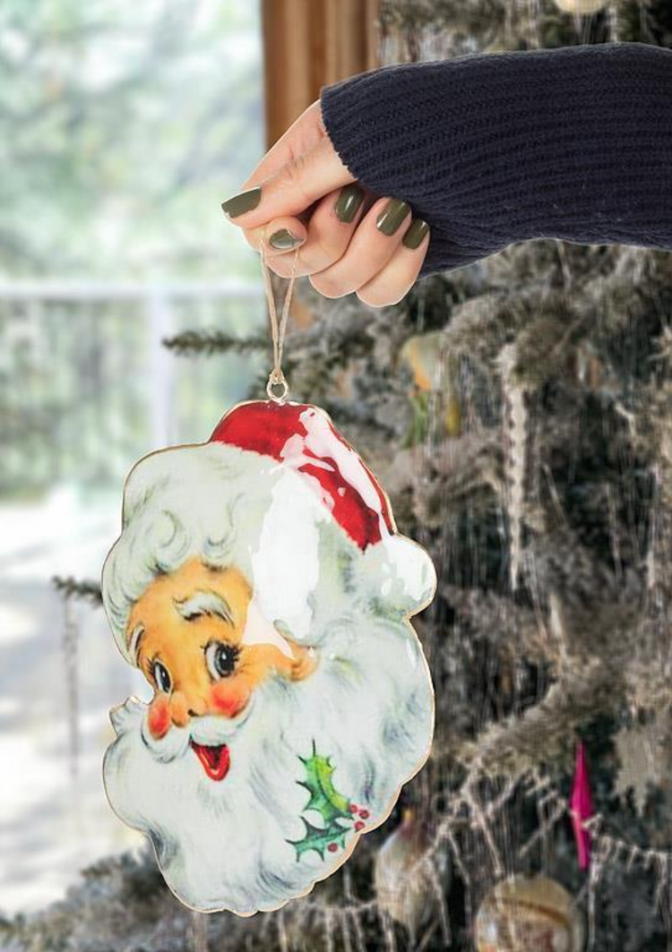 Large Retro Santa Head Ornament