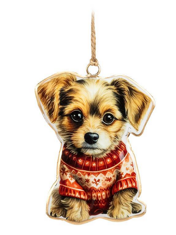 Sweet Dog in Sweater Ornament