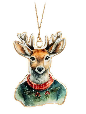 Deer in Sweater Ornament