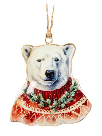 Polar Bear in Sweater Ornament