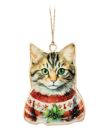 Tabby Cat in Sweater Ornament