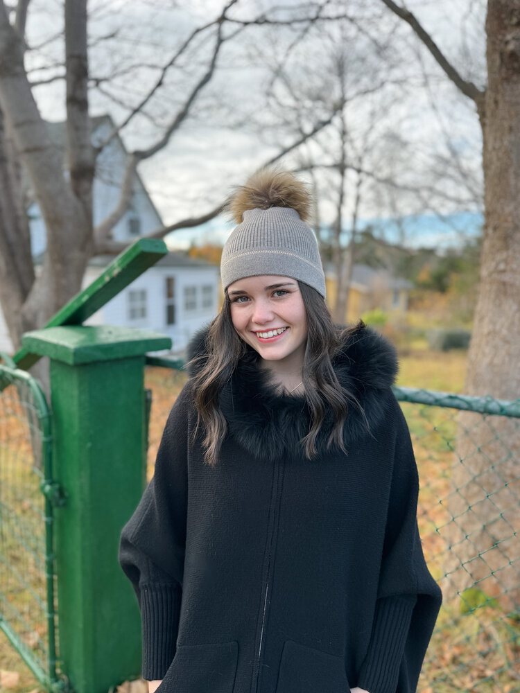 Fox Fur Beanie with Crystal Detail