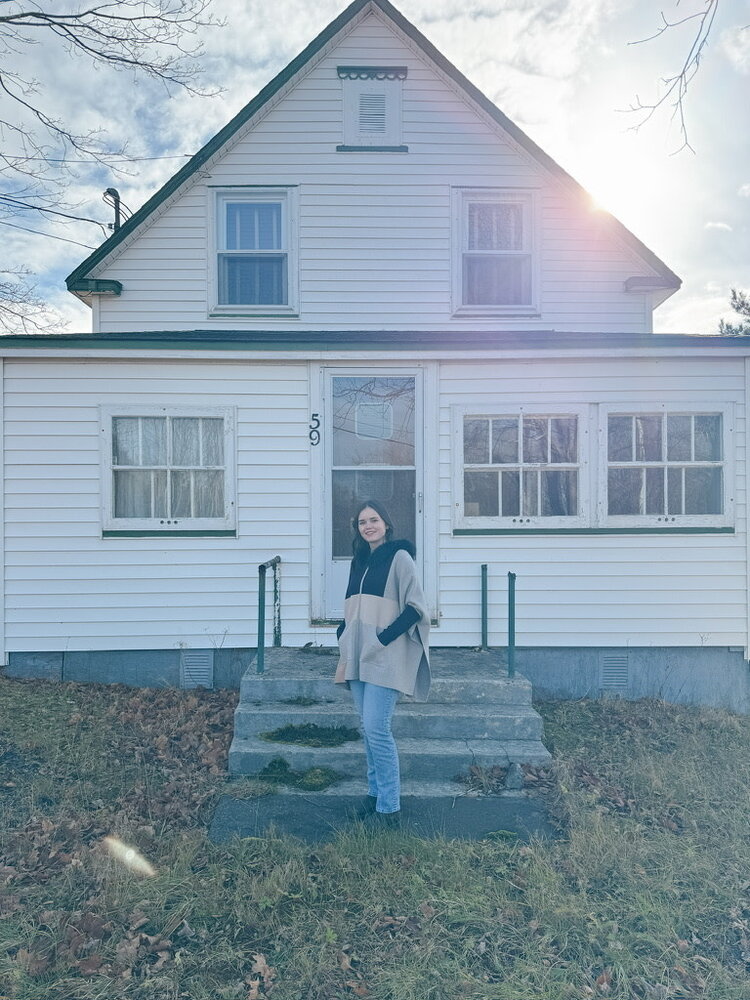 Color Block Sweater Fox Trim