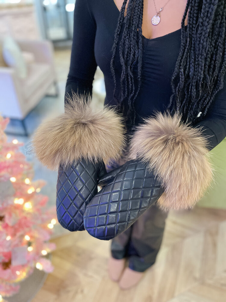 Quilted Leather Mittens