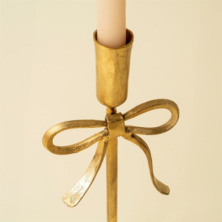 Gold Bow Forged Candlestick