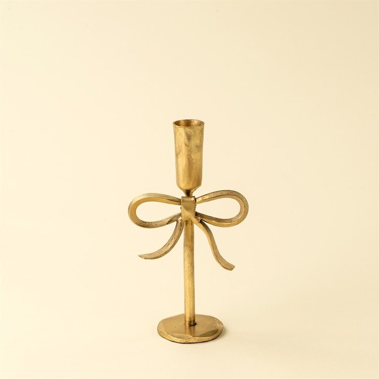 Gold Bow Forged Candlestick