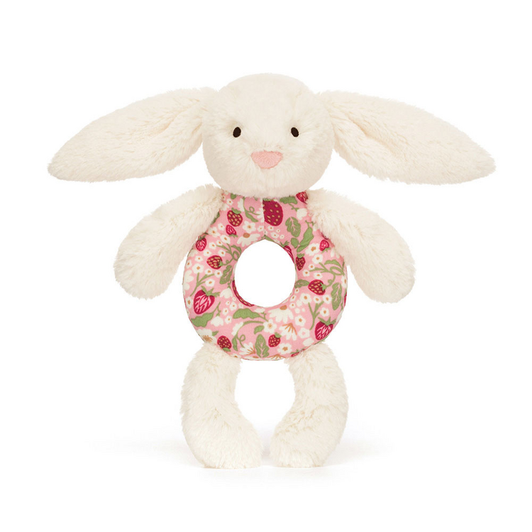 Jellycat Inc Blossom Cream Bunny 'Berry' Ring Rattle