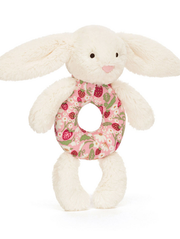 Jellycat Inc Blossom Cream Bunny 'Berry' Ring Rattle