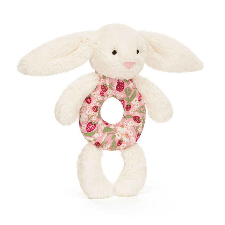 Jellycat Inc Blossom Cream Bunny 'Berry' Ring Rattle